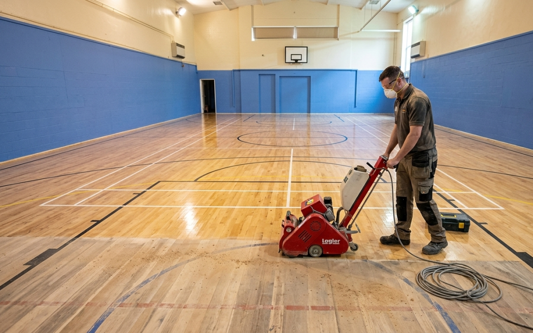 School Sports Hall Floor Sanding in Harrow, HA1
